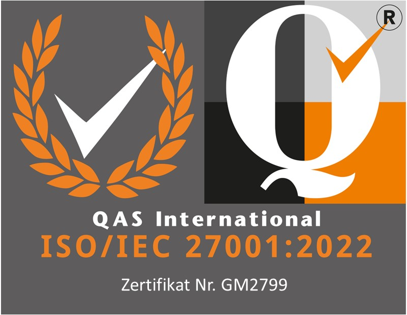 ISO/IEC 27001:2022 zertifiziert – QAS International, Zertifikat Nr. GM2799